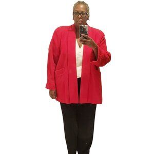 Vintage Wool Fully LIned Red Swing Coat w/Pockets No Sz Tag Fits Up to 22W GUC